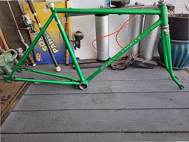 1970's Schwinn Varsity 19" Frame Fork HeadSet Cable Stop & Post Clamp Lime Green