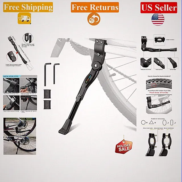 Adjustable Aluminum Alloy Bike Kickstand for 22-28 Inch Mountain & Road Bikes
