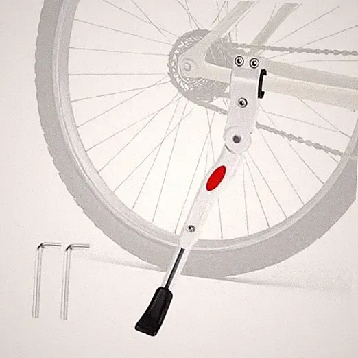 Bicycle Kickstand, Aluminium Alloy Bike Kickstand, Adjustable Bicycle White