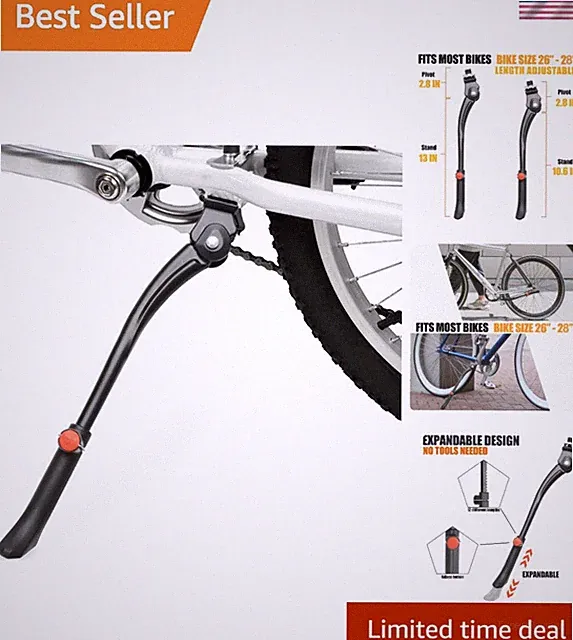 Bike Kickstand Adjustable Aluminium Alloy Bicycle Kickstand Bike Side Kicksta...