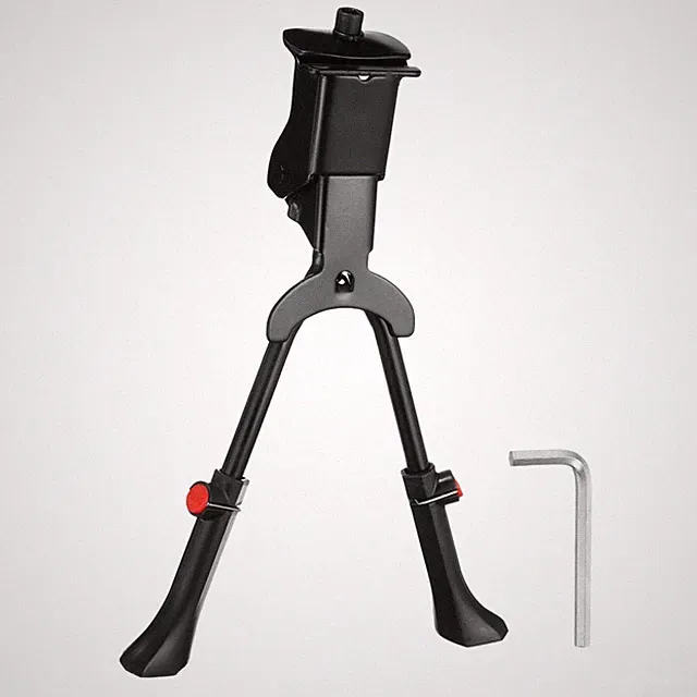 Bike Kickstand Adjustable Center Mount with Double Legs Tool Black