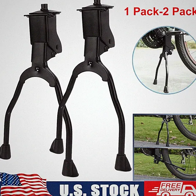 Bike Kickstand Double Leg Center Mount Adjustable Foldable Fit 26" Bikes & Above