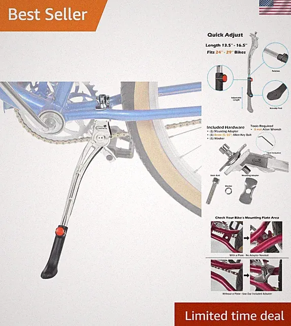 Easy Install Adjustable Kickstand for 24-29 Inch Bikes - Perfect for Cyclists